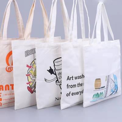 China Customized Logo Printed Cotton Shopping Tote Handled Bags for sale