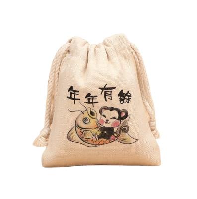 China Colorful Printed Folding Organic Fabric Drawstring Sack Bag Premium Quality Cotton Gift Bag Widely Used With Custom Logo for sale