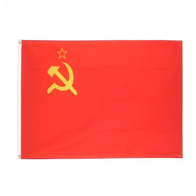 China Stock Outdoor 100% Soviet Union OEM Wholesale Polyester Flying USSR Russia Flag for sale