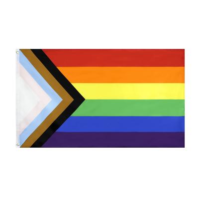 China OEM Ready To Ship 3x5ft All Inclusive LGBT Gay Rainbow Pride Flag Progress for sale