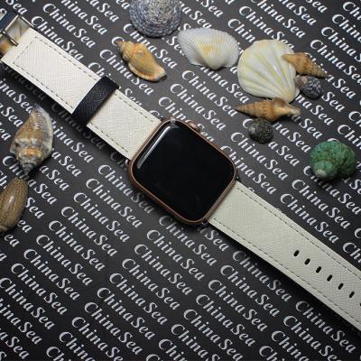 China Hot Selling Size Quality Leather Band Saffiano Apple PU Leather Smart Watch Strap 24MM 22MM 20MM 18MM JLS-hemes for sale