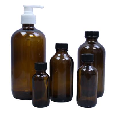 China Care Amber Boston Round 1/2OZ 1OZ 2OZ 4OZ 8OZ 16OZ Personal Foaming Glass Soap Pump Hand Wash Bottle for sale