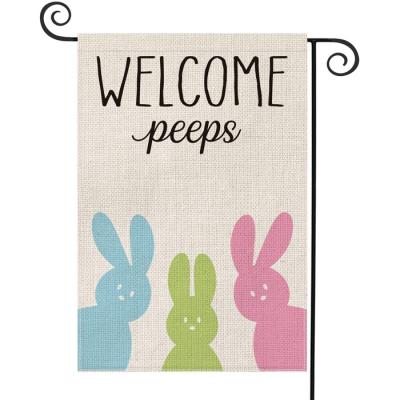 China Cheap Easter Reusable Banners Holiday Sublimation Yard Flags Bunny Party Rabbits Printing Decorative for sale