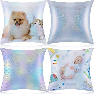 China Logo Sublimation Blank Pillowcase Transfer Customized Viable Printing Shinny Gitter Pillow Case Blanks In Double Sides Printing Cushion for sale