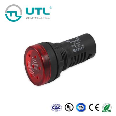 China Plastic AC 220V LED 22mm Flash Buzzer With Red Indicator AC 110V for sale