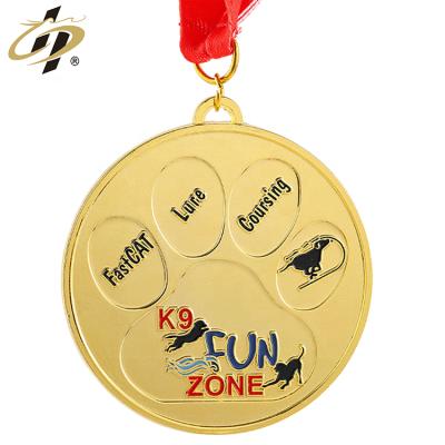 China Europe China Manufacture Cheap Gold Zinc Alloy Metal Sports Fun Run Marathon Custom Medal With Ribbon for sale