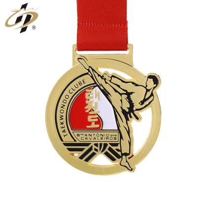 China Custom Europe Zinc Alloy Gold Plated Soft Enamel Taekwondo Award Metal Sports Medal With Own Design for sale