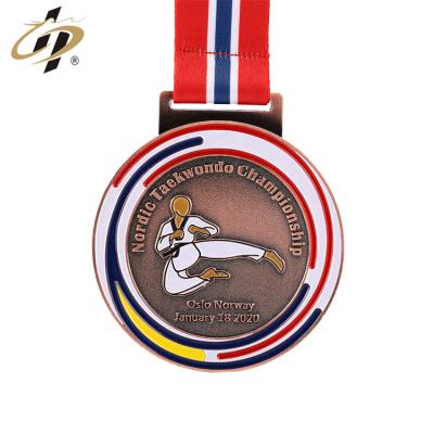 China High quality custom made Europe 3d metal Taekwondo zinc alloy bronze medal for sport for sale