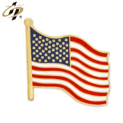 China Cheap Wholesale Custom Metal USA Factory Gold Enamel Soft American Flag Lapel Pin for sale