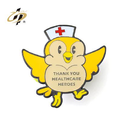 China Hot Europe China Factory Sale Nurse Bird Hard Enamel Lapel Pin Manufacturers Custom Enamel Pins for sale