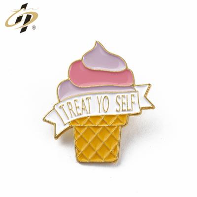 China Custom Zinc Alloy Europe Soft Enamel Gold Plated Ice Cream Design News Lapel Pins for sale