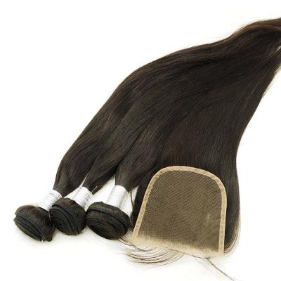 China Silky Straight Wave Ready To Ship High Quality Virgin Straight Hair Wholesale Bundles With Closure for sale