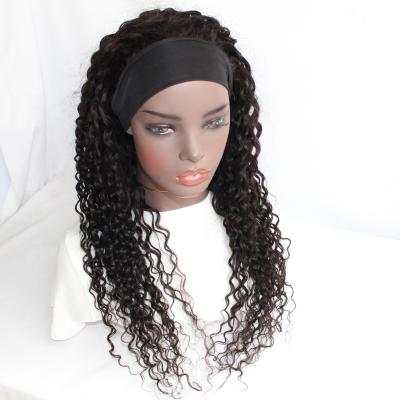 China Hot Selling Deep Wave Curly Human Hair Wigs Short Natural Curly Hair Headband Wigs for sale