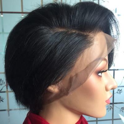 China Pixie Cut Natural Black Wigs For Color Women Pixie Cut Front Lace Short Hair Wigs for sale