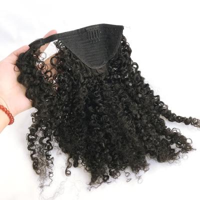 China Curly Curly Brazilian Hair Wrap Around Ponytail Clip In Pony Tail Extensions Brazilian Remy Hair for sale