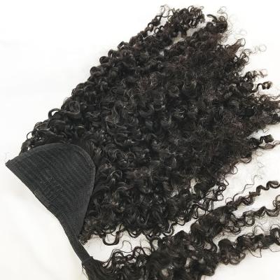 China Kinky Curly Drawstring Ponytail Hair Clip In Brazilian Virgin Hair Extensions High Ratio Natural Color for sale