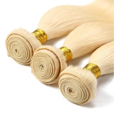 China Silky Straight Wave Colored Virgin Hair Remy Human Hair Extensions 613 Russian Blonde Straight for sale