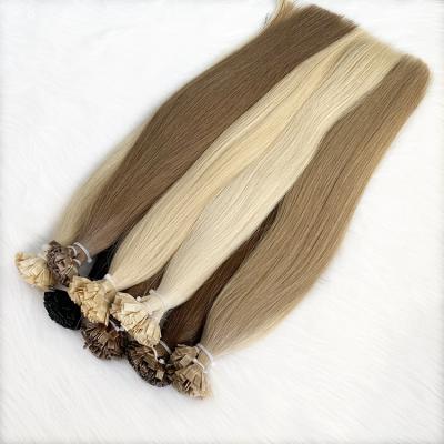 China Straight Silky Straight Wave Keratin Hair Flat Tip Remy Pre Bonded Hair Extension Machine Made 18