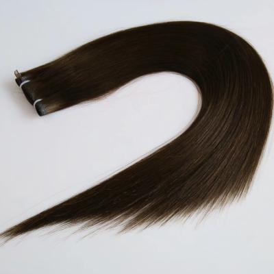 China Silky Straight Wave Virgin Double Drawn Cuticle Lined PU Soft Thin Flat Weft Hair for sale