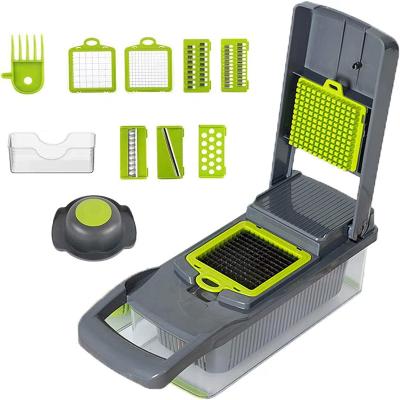 China Viable Hot Selling 12 in 1 Manual Veggie Slicer Dicer Onion Cutter Fruit Vegetable Mandoline Cleaver for sale