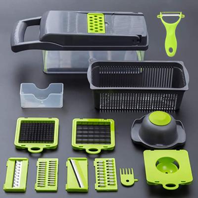 China Viable Hot Selling 12 in 1 Vegetable Food Fruit Onion Potato Peeler Slicer Cutter Vegetable Manual Cleaver for sale