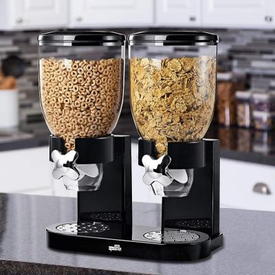 China 2023 Hot Selling Business Dry Food Dispenser Freshness Preservation Double, Double Check, Dry Food Cereal Dispenser Storage Boxes Food Container Round for sale