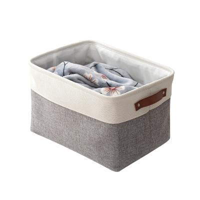 China Hot Sales Collapsible Folding Cotton and Sundries Storage Canvas Basket Toy Organizer Fabric Storage Box with Handle for sale