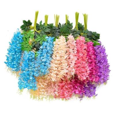 China Wedding Hanging Flower Wedding Party Home Decor Artificial Wisteria Hot Selling Wedding Party With Greenery Wisteria Ceiling Hanging Flowers for sale