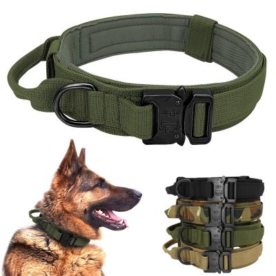 China High Quality Durable Heavy Duty Metal Buckle Stocked Nylon Dog Lead Leash TacticalTraining Dog Collar Collar for sale