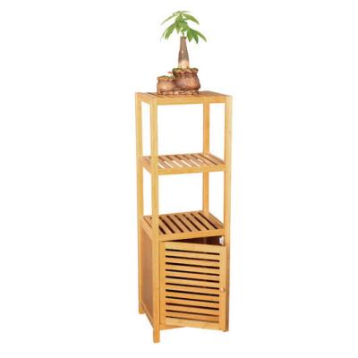 China 3 Tier Plant Sustainable Bamboo Display Rack , Bathroom Storage Bamboo Floor Cabinet for sale