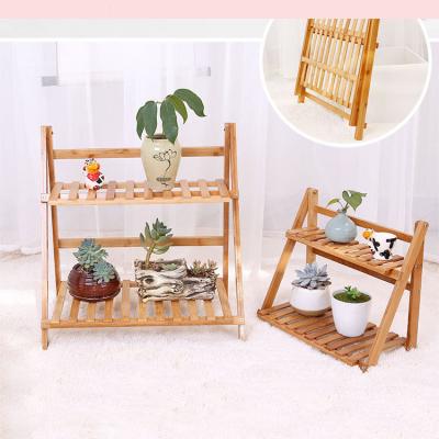 China Sustainable Bamboo Flower Pot Shelf, Counter Top Bamboo Display Organizer for sale