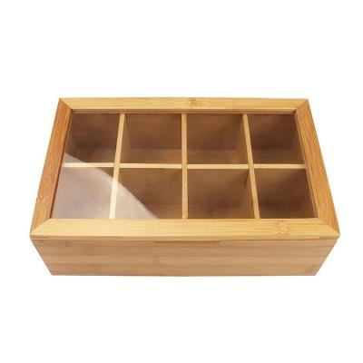 China Sustainable Eco Friendly Bamboo Wooden Tea Storage Stash Box Packing Organizer Box With Clear Lid for sale