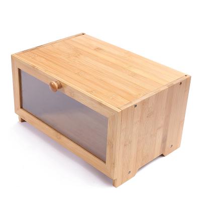 China Freshness Preservation Color Natural Wood Custom Large Bamboo Storage Bread Box For Kitchen Countertop Decoration for sale