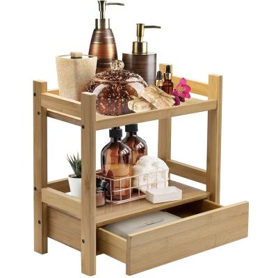 China Sustainable bamboo makeup organizer, universal storage for skin care, toiletries, office, household items for sale