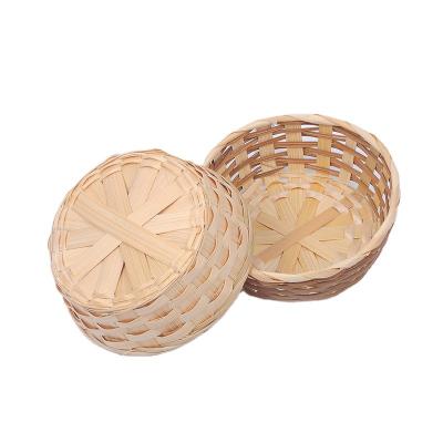 China Home Handmade Bamboo Vegetable Basket Fruit Dish Folding Bamboo Lace Storage Woven Fruit Basket for sale