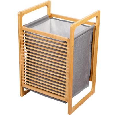 China Morden Cheap Bamboo Dirty Clothes Hamper Bamboo Laundry Basket With Lid for sale