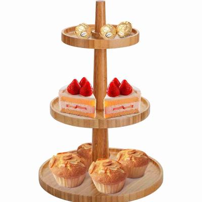 China Sustainable Portable Premium Durable Cane Products Household Production Bamboo Material 3 Tier Cupcake Rack for sale