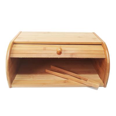 China Viable Easily Assemble Kitchen Food Storage Cylinder Desktop Bamboo Bread Box for sale