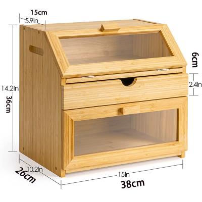 China Sustainable Extra Large Bamboo Bread Storage Boxes With Drawer for sale