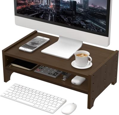 China Foldable Easy Assemble Sturdy Bamboo Monitor Stand Riser With Organizer For Home And Office for sale