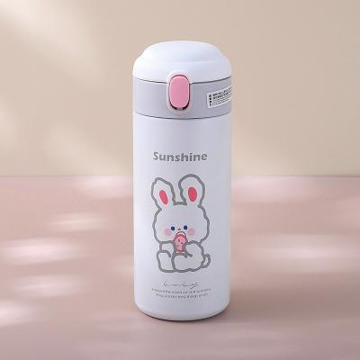 China Travel Viable 350ml 380ml Bouncing Cup Lock Shake Tea Stainless Steel Thermos Mug Travel Vacuum Flask Drinking Straw Cup for sale