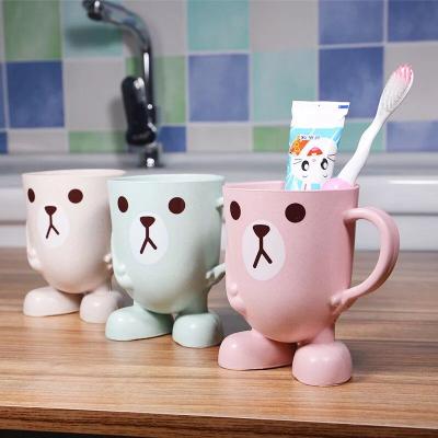 China Viable Natural Wheat Fiber Wheat Straw Toothbrush Cups Holder Wash Gargle Cup for sale