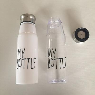 China Disposable Plastic Drinking Water Bottle My Clear Plastic Bottle Folder Design Beverage Bottle With Stainless Steel Lid Hot Selling Plastic Bottle for sale