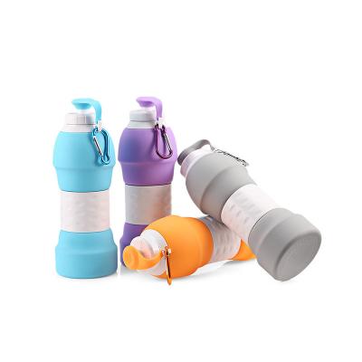 China Eco-Friendly Sustainable Reusable Folding Silicone Water Bottle BPA Free Travel Outdoor Sport Silicone Folding Water Bottle for sale