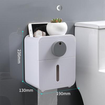 China Household Rustic Punch-free Wall Mounted Bathroom With Phone Shelf Mobile Phone Holder ABS Multifunctional Tissue Dispenser Tissue Box for sale