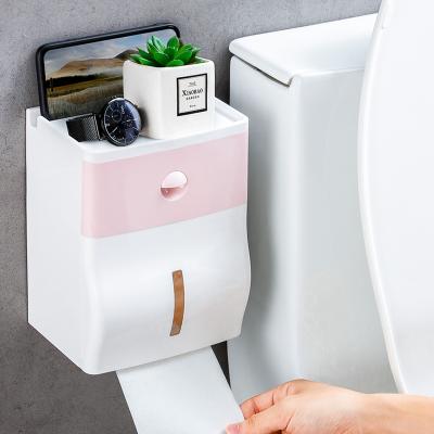 China ABS Plastic Minimalist Home Waterproof Storage Box Bathroom Towel Dispenser Mobile Phone Holder Wall Mounted Toilet Paper Box With Drawer for sale