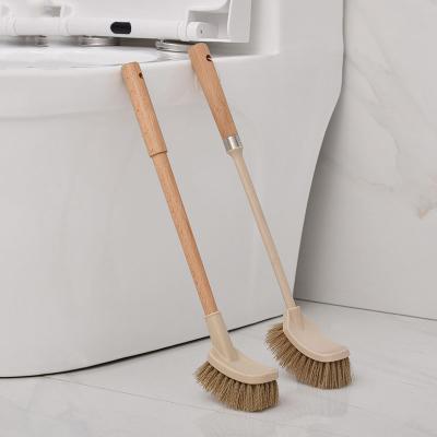 China SCRUBBER Amazon Stainless Eco-Friendly Beech Wood and Natural Coconut Fiber Brush Long Handle Curved Toilet Bowl Brush for sale