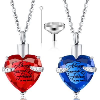 China American Style Heart Cremation Urn Necklace For Ashes Stainless Steel Waterproof Memorial Keepsake Pendant Always On My Mind Forever Sufficiency Kit for sale