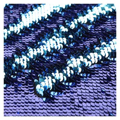 China Purple Tear-Resistant Luxury Mermaid Reversible Two Tone 5mm Sequin Fabric for sale