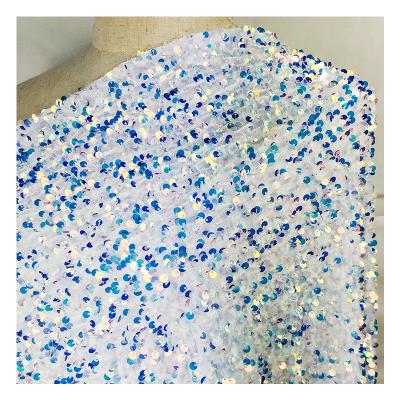 China Wholesale New Arrival Colorful Polyester Velvet Gradient Glitter Sequin Fabric Anti-Static for sale